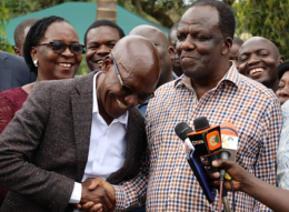 Senator Boni Khalwale meets former Kakamega Governor Wycliffe Oparanya.